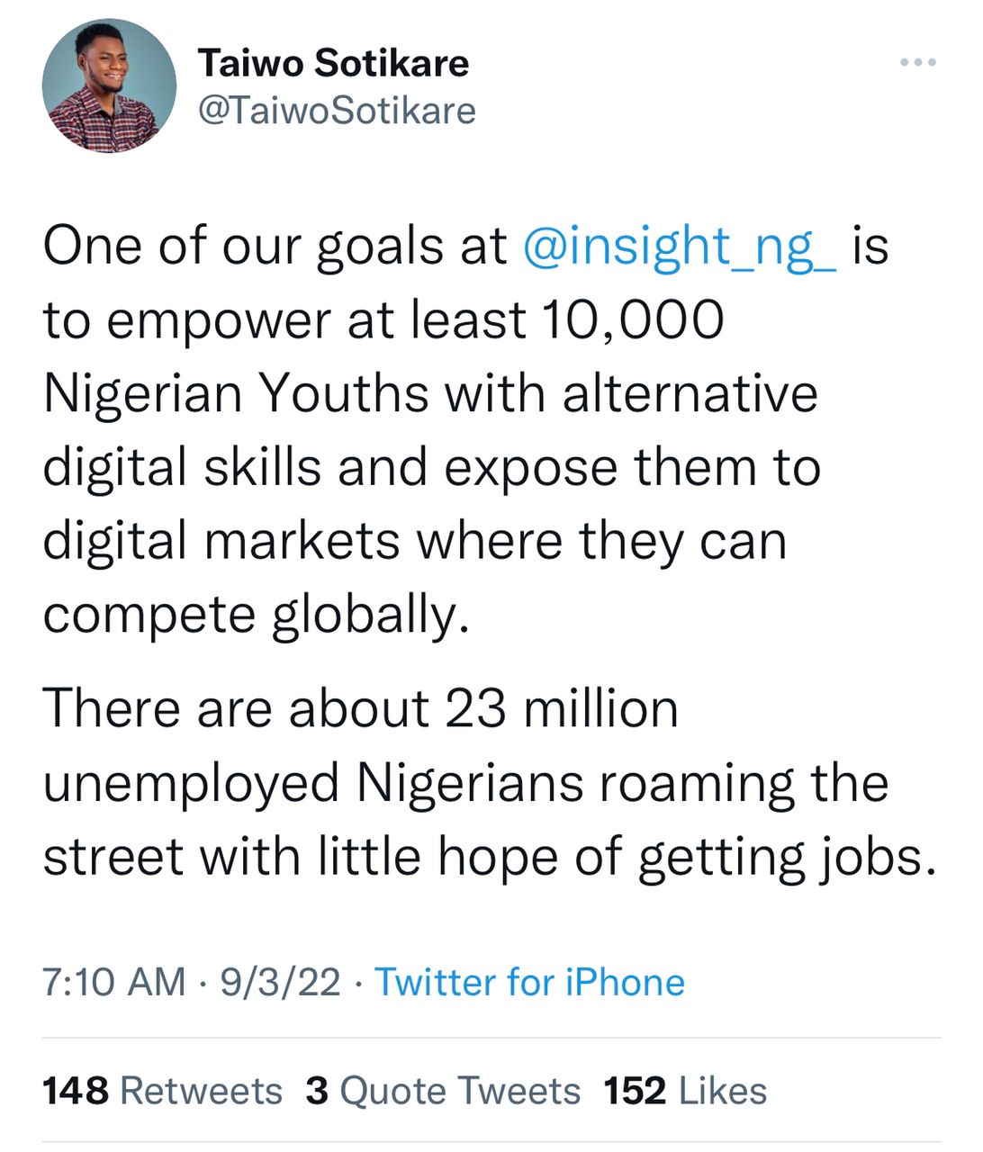 Taiwo Sotikare Insight Tweet 1